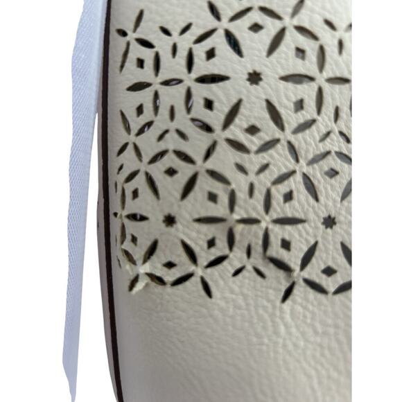 Ralph Lauren Laser Cut Perforated Chantilly Classic Tote Bag & Clutch Ivory Read - Picture 3 of 16